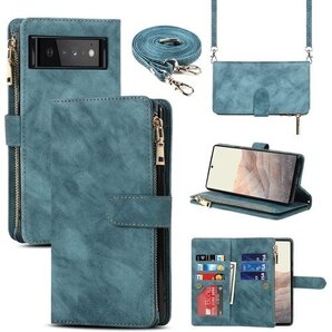 Pelanty for Pixel 6 縄掛けケース手 ラップ付き 落下防止 耐衝撃 全面保護 肩縄付き-ブルー 194