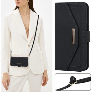 Cavor iPhone14 Plus 手帳型スマホケ or 女性 落下防止 落下保護 Qi急速充電対 ブラック 697