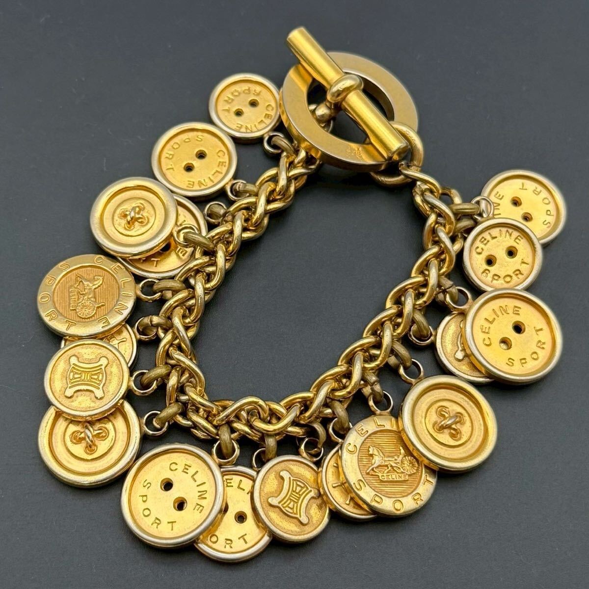 美品　セリーヌ　ブレスレット　サークルロゴ　アクセサリー　ゴールド CELINE セリーヌ ヴィンテージブレスレット サークルロゴ ゴールド