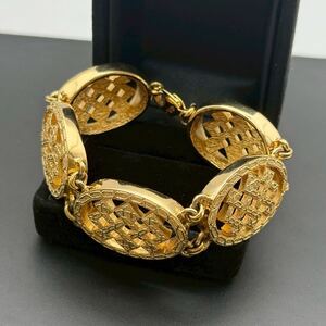 【超希少・極美品】Christian Dior クリスチャンディオール ブレスレット バングル 大ぶり 極太 ゴールド 1980年代 コスチュームジュエリー