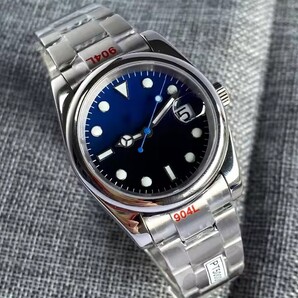 【新品未使用】 自動巻き 腕時計シルバーベルト防水青針サファイアガラス機械式ビジネスウォッチブラックベゼル