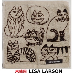 LISA LARSON 綿100% ハンドタオル ミニタオル スケッチキャット リサ・ラーソン リサラーソン ハンカチタオル タオルハンカチ 猫 ブラウン