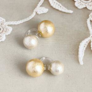 両面使える*ノンホールピアス*コットンパール