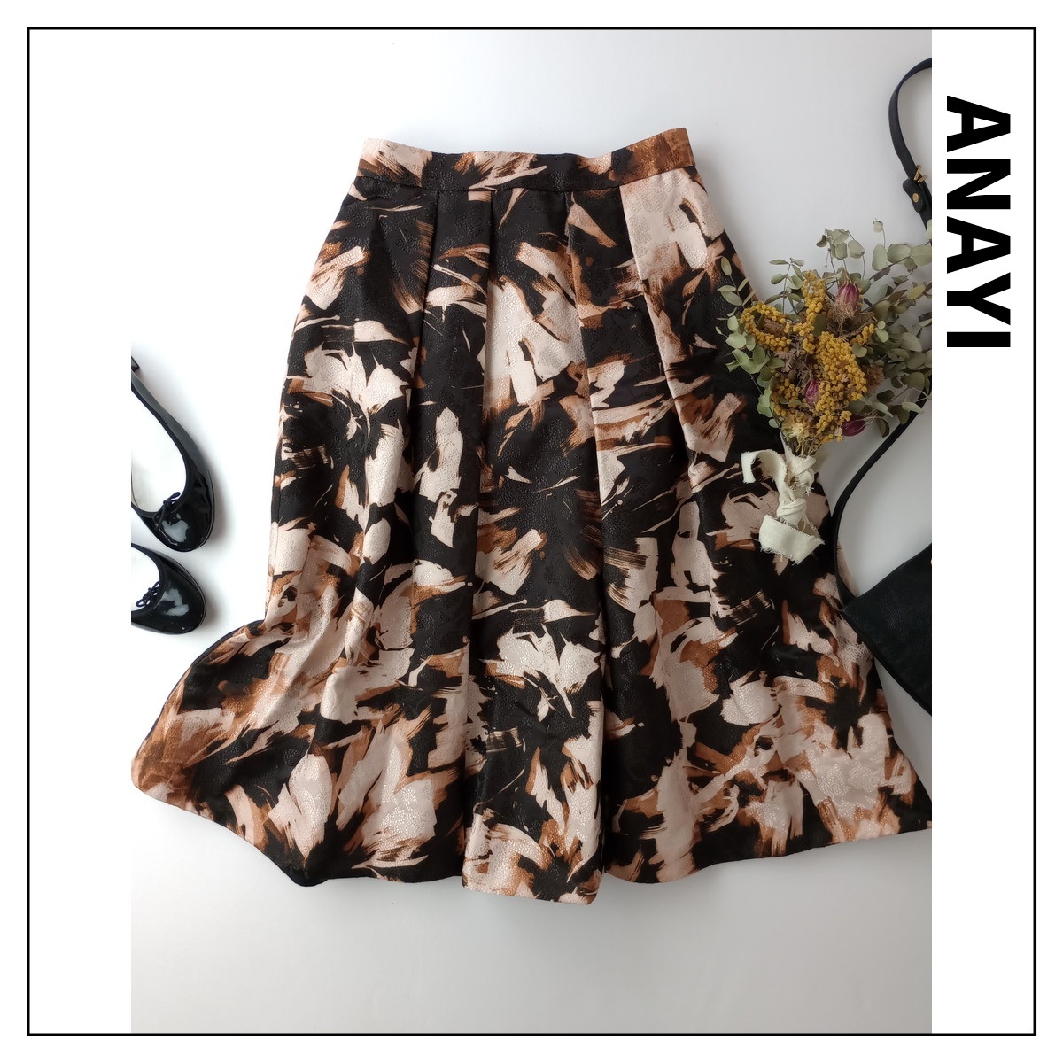 アナイ　ぼかしフラワープリントギャザー スカート ぼかしフラワープリントギャザー スカート（スカート）｜ANAYI