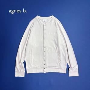 ci29 agnes b. プレッションカーディガンブルゾン ロゴ刺繍 オーバーシルエット マオカラー アニエスべー