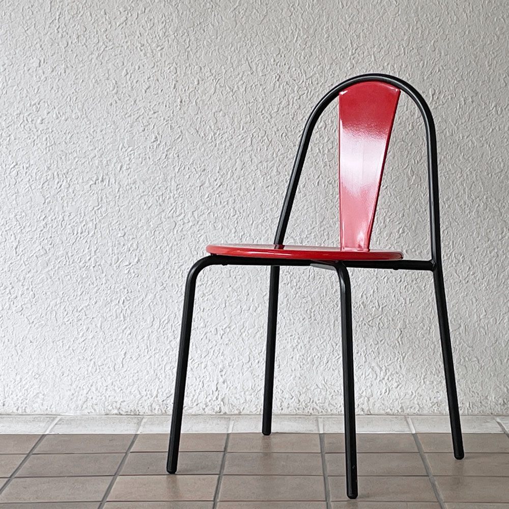 希少品　ポストモダン　アイアンフレームチェア/レッド　幾何学チェア/モダン 2Vintage_Iron_Chair_Postmodern