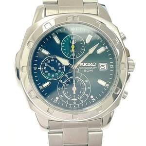 【1円スタート】【箱付き】SEIKO セイコー 7T92-0CA0 クロノグラフ SS グリーン系文字盤 クオーツ メンズ腕時計 480403