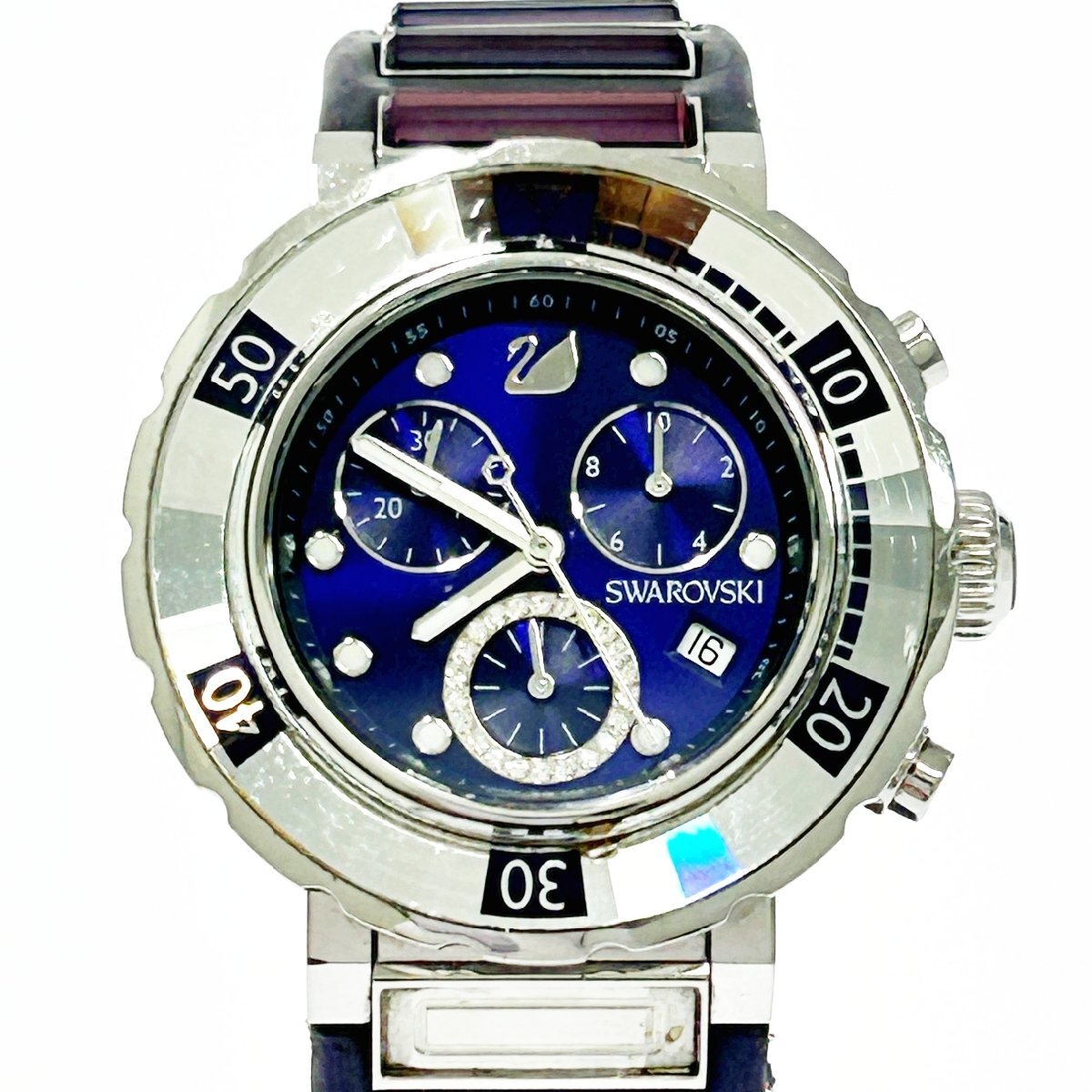スワロフスキー ストーンベゼル クロノグラフ カレンダー デイト 腕時計 楽天市場】【中古】【ウォッチ】SWAROVSKI スワロフスキー