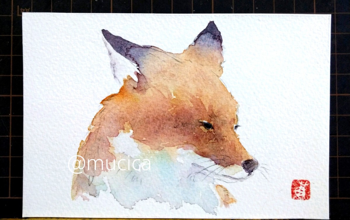 狐の油絵【息吹】1点物の原画◆作者サイン入り/肉筆画 狐の油絵【息吹】1点物の原画◇作者サイン入り/肉筆画 きつね