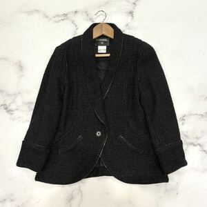 AC ■ 至高の逸品!! 'フランス製' CHANEL シャネル SILK混 ジップ装飾 ツイード テーラードジャケット 46 婦人服 アウター P33318V19675