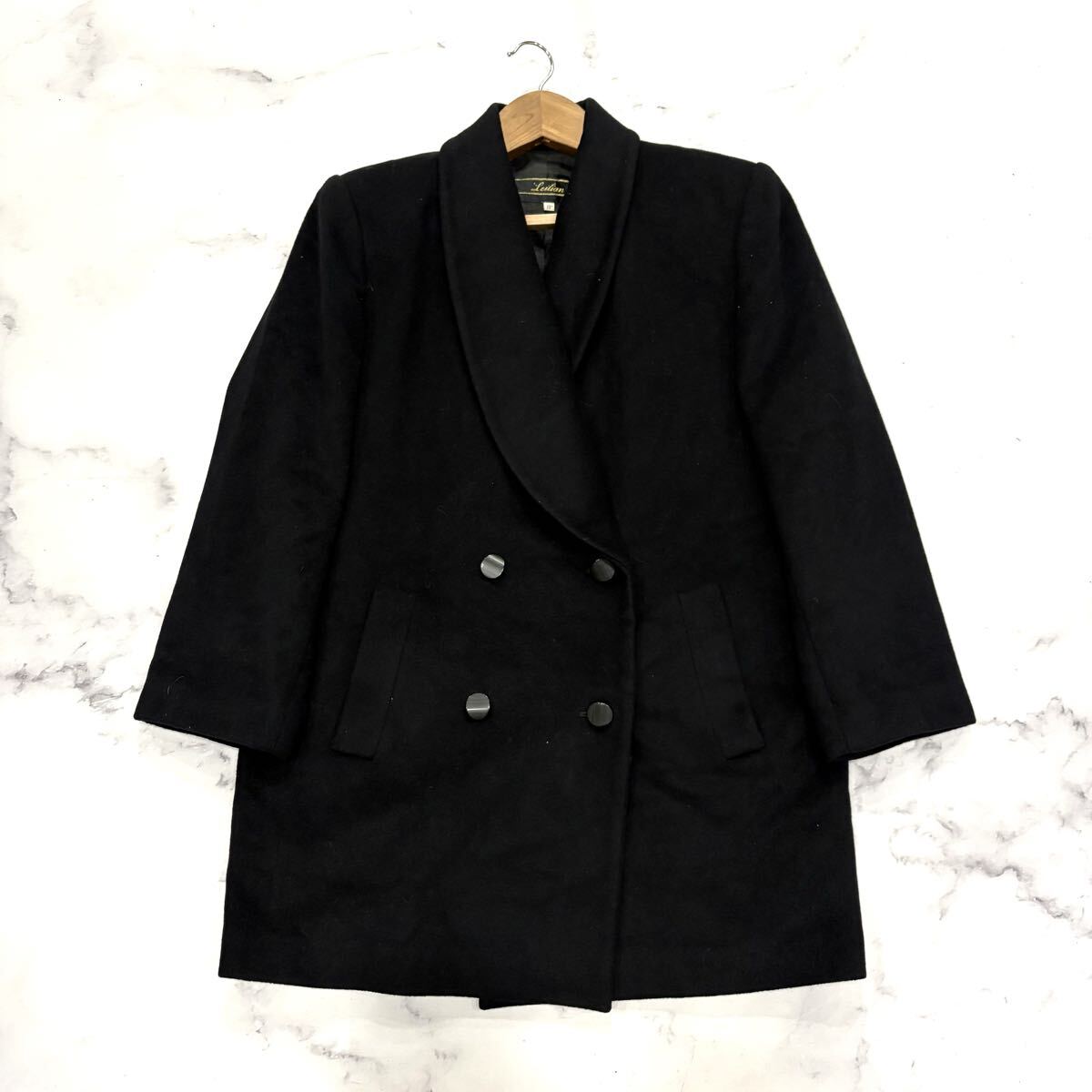 【高級】レリアン カシミヤ100％ ミドル丈 コート ブラック ♪ 高級】レリアン カシミヤ100％ ミドル丈 コート ブラック