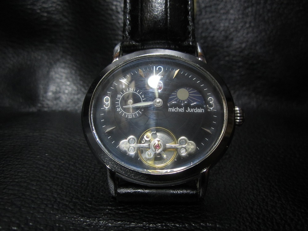 ミッシェル　ジョルダン　ムーンフェイズ　時計　メンズ　手巻き式　新品バンド交換 ミッシェル ジョルダン ムーンフェイズ 時計 メンズ 手巻き式