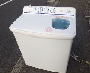 手渡し歓迎●日立 HITACHI 2槽式洗濯機 二層式 2層式 PS-55AS2 青空 5.5kg 2023年製 ステンレス脱水槽 つけおきタイマー 100V 洗濯機 41L