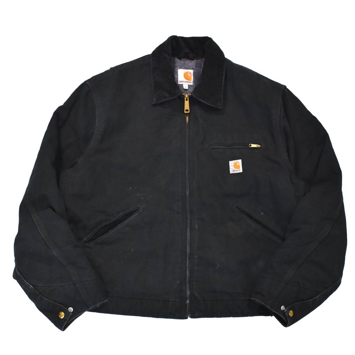 【超美品】星タグ 背面刺繍 USA製 カーハート デトロイトジャケット BLK 美品 90s USA製 carhartt デトロイト ジャケット JB102 紺系 XL