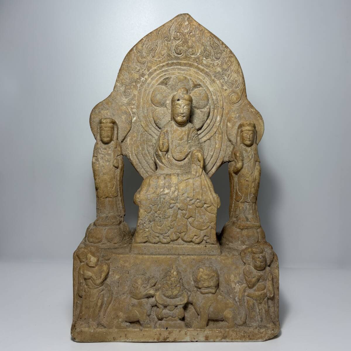 北魏時代 石造観音仏頭 5世紀中 約8.2kg 伝世品 古