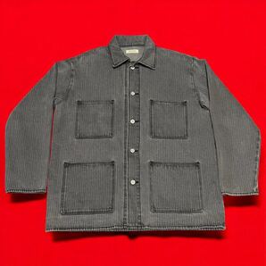美品 ジャーナルスタンダード レリューム グレー ストライプ カバーオール L Journal Standard Relume Coverall used加工 ユーズド加工