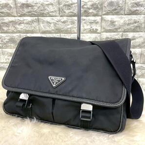 PRADA プラダ ナイロン メッセンジャーバック ロゴプレート ブラック