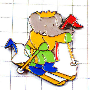 значок * Babar the Elephant. лыжи .BABAR SKIING* Франция ограничение булавка z* редкость . Vintage было использовано булавка bachi