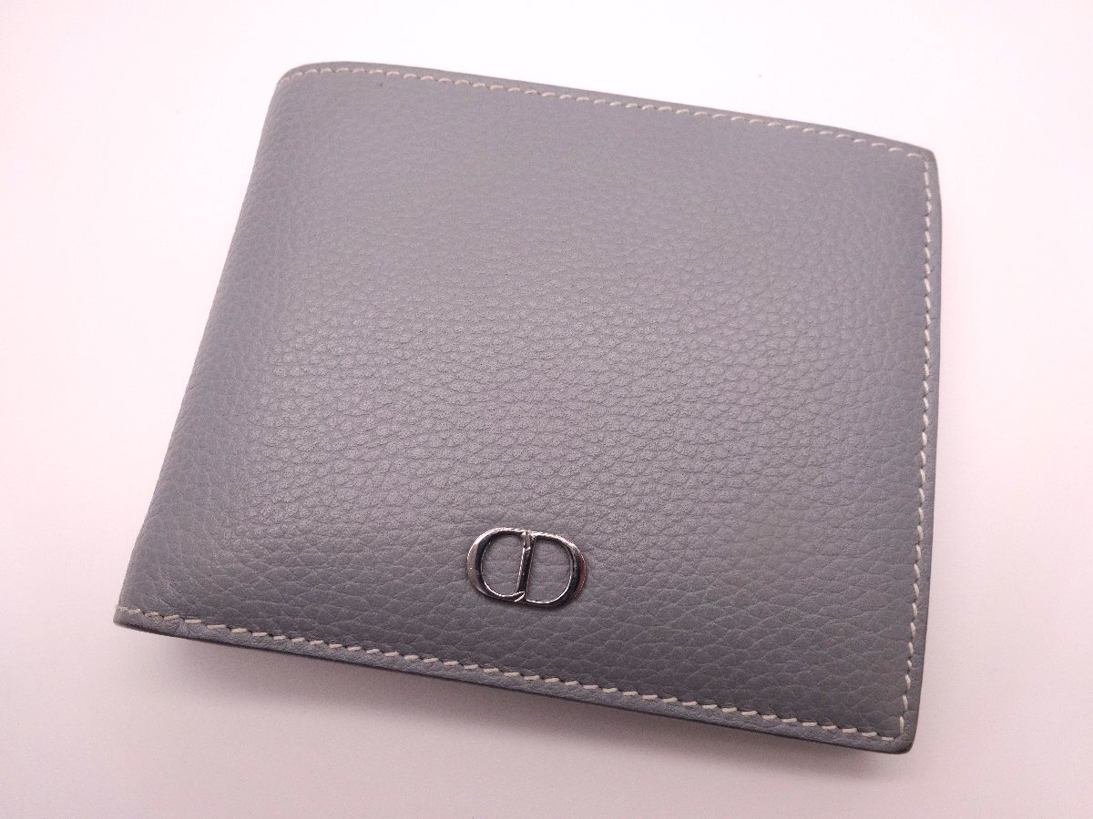 Dior 二つ折り財布 グレー キャンバス Dior ディオール CDダイヤモンド コインケース付きウォレット