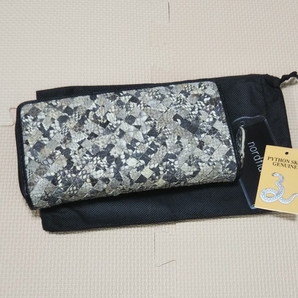 新品 パイソンメッシュ ラウンドファスナー長財布 ナチュラル 本革 メンズ レディース ヘビ革 蛇革 男女兼用