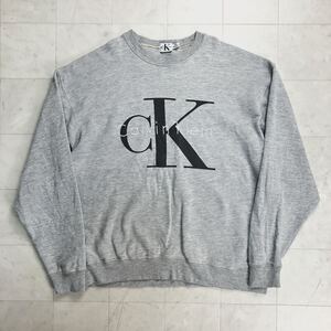 【人気】90's Calvin Klein カルバンクライン ロゴスウェットシャツ トレーナー Mサイズ メンズ ビンテージ クルーネック JH-183