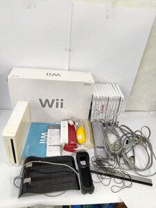 Nintendo wii 本体 ソフト10本セット 通電起動初期化済 箱、ACアダプター、ケーブル、センサー、リモコン、ヌンチャク付 ポケパーク 太鼓