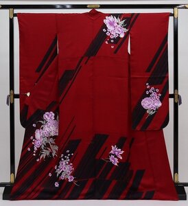 cherry★b4986fc★振袖コレクション♪★振袖 単品 赤系★成人式 卒業式 結婚式 前撮り furisode kimono Japanese【中古品/正絹】