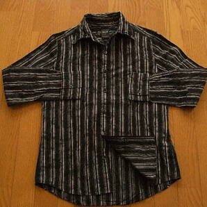 EDGE ルパート かっこいい長袖ドレスシャツ ブラック&ホワイト系 ストライプ サイズ1(S程度)