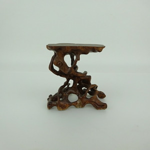 【中古】 花台 根卓 高さ 約9cm 飾台 置き物台 花飾 木製 小品卓 盆栽台 現品 中古