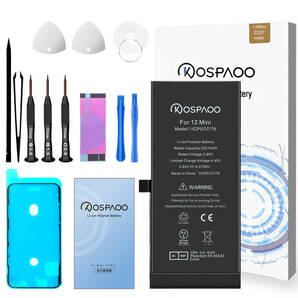 For iPhone 12 Mini バッテリー 『工具セット』 標準容量交換ビデオ 2227mAh PSE準拠 Kospaoo/iPower 互換Li-ionBattery 交換修理