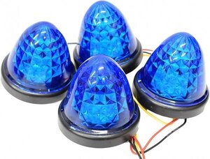 【送料無料!】LED 16 発 サイド バス マーカー ライト ランプ トラック 用 24V 車 に (ブルー4個セット)