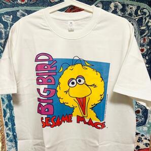 セサミストリート ティーシャツ 半袖 メンズ ヴィンテージリプリント L XL ビッグバード リプリント レトロ Tシャツ 半袖 メンズ 新品 白