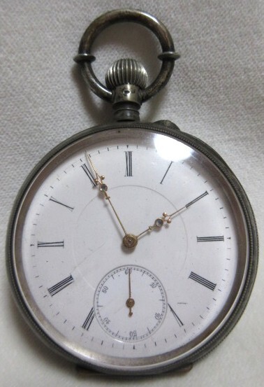 R*様 コロン商会製 シルバー懐中時計 銀800 鶴マーク スモールセコンド 動 コロン商会製 シルバー懐中時計 銀800 鶴マーク スモール