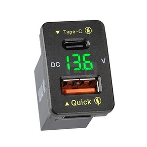 トヨタ スイッチホール用 USB 充電器 Aタイプ QC3.0 TypeA TypeC 電圧計 LED 30 50 プリウス ノア ヴォクシー タンク ルーミー/ 158-85 NG*