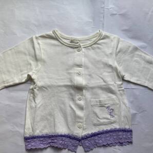 mother goose マザーグース 90cm カーディガン 長袖 白 レース フラミンゴ 白 1歳 2歳 女の子 薄手 中古