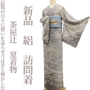 tomihisa 新品 絽 茶屋辻 夏着物 正絹“記憶の日々に想いを巡らせ今は昔と懐かしむ”仕付け糸付 訪問着 6686