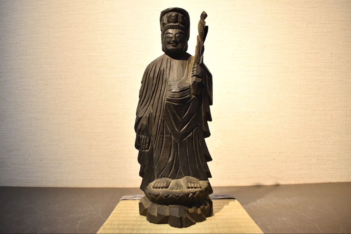 仏教美術 木彫 仏像 時代物 骨董品 古美術 時代 木彫 阿弥陀如来立像 厨子入 41.5cm 鍍金 仏像 仏教美術 唐