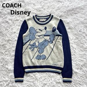 COACH Disney ニット セーター ミッキー トップス コラボ商品 長袖 プルオーバー クルーネック ディズニー