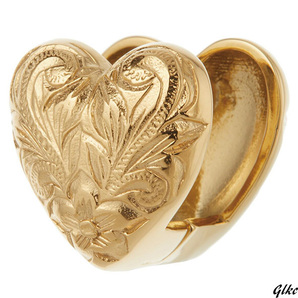 【医療用にも使われるサージカルステンレス316L】 ハワイアンジュエリー フープピアス レディース ハート プルメリア 片耳 ゴールド