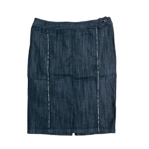 極 美品 BURBERRY LONDON バーバリー ロンドン ノバチェック デニム タイト スカート 44サイズ レディース ブラック 134-7