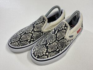 激レアモデル!! VANS スリッポン SKATE BOARDING HOCKEY 生成り スネーク 蛇柄 キャンバス US7 (25cm) SLIPON アメリカ企画限定!! バンズ