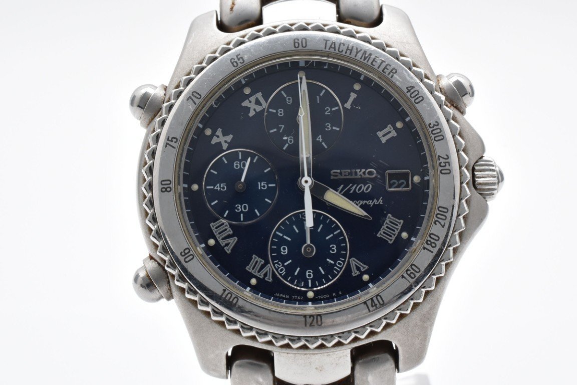 腕時計 SEIKO セイコー フライトマスター 7T52 クロノグラフ 青盤面 腕時計 SEIKO セイコー フライトマスター 7T52 クロノグラフ 青