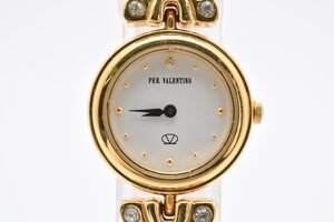 PERVALENTINO ペレバレンチノ PV2000 ゴールド ラウンド 白文字盤 ブレスレットウォッチ パール 石付き 2針 レディース クォーツ 腕時計
