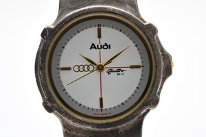 アウディ クワトロ AL ラウンド シルバー ホワイト 3針 ステンレス クォーツ レディース 腕時計 AUDI QUATTRO