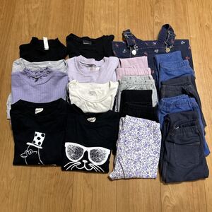 トップス ボトムス 女の子 Tシャツ 長袖 子供服 レギンス UNIQLO まとめ売り 秋 春 120 ガールズ ロンT 長ズボン