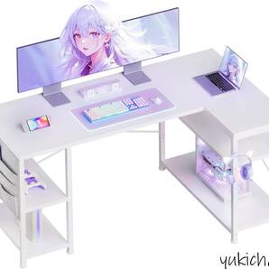 ゲーミングデスク l字デスク机 pcデスクホワイト 130cm パソコンデスク 左右入替可棚 板高さ調節可能 オフィスデスク ワークデスク