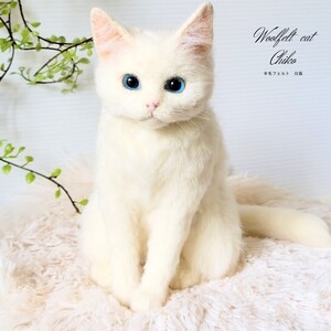 Chiko◇ 羊毛フェルト 猫 子猫 白猫 ハンドメイド しろねこ