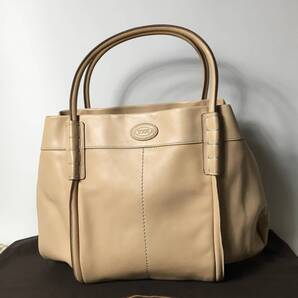 79B144|美品|トッズ トートバッグ レザー ベージュ