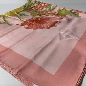 79B55|美品|フェラガモ スカーフ サーモンピンク タグあり 花柄