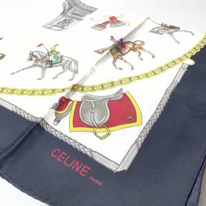 79B135|美品|セリーヌ スカーフ ブラック タグあり トリオンフ